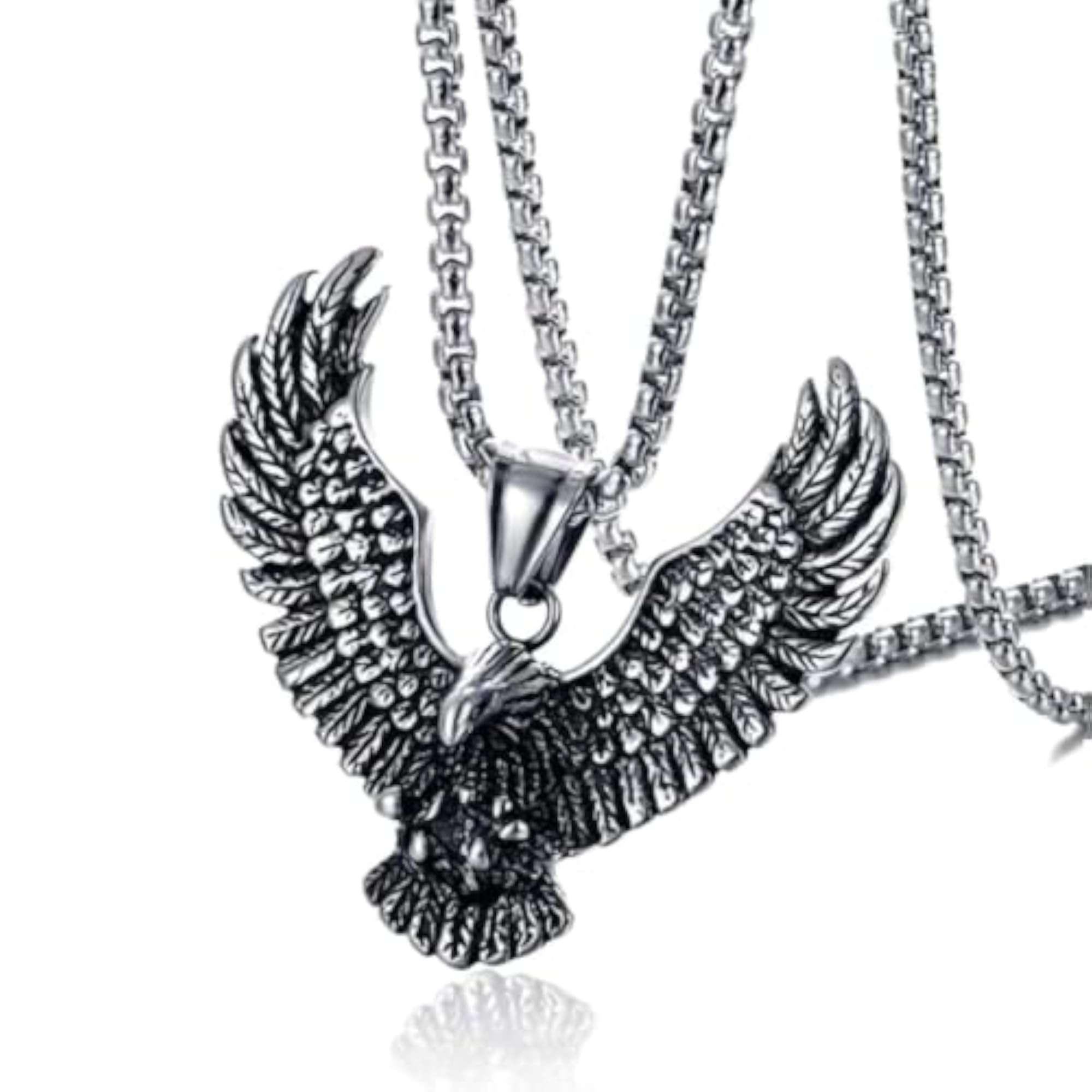 Men's Oxidised Silver Eagle Claw Pendant Necklace